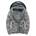 Ancient Aztec Tribal Pattern Print Sherpa Lined Zip Up Hoodie