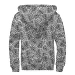 Ancient Aztec Tribal Pattern Print Sherpa Lined Zip Up Hoodie