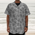 Ancient Aztec Tribal Pattern Print Textured Short Sleeve Shirt