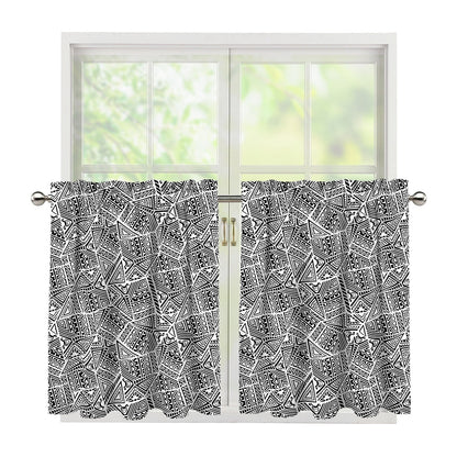 Ancient Aztec Tribal Pattern Print Tier Curtains