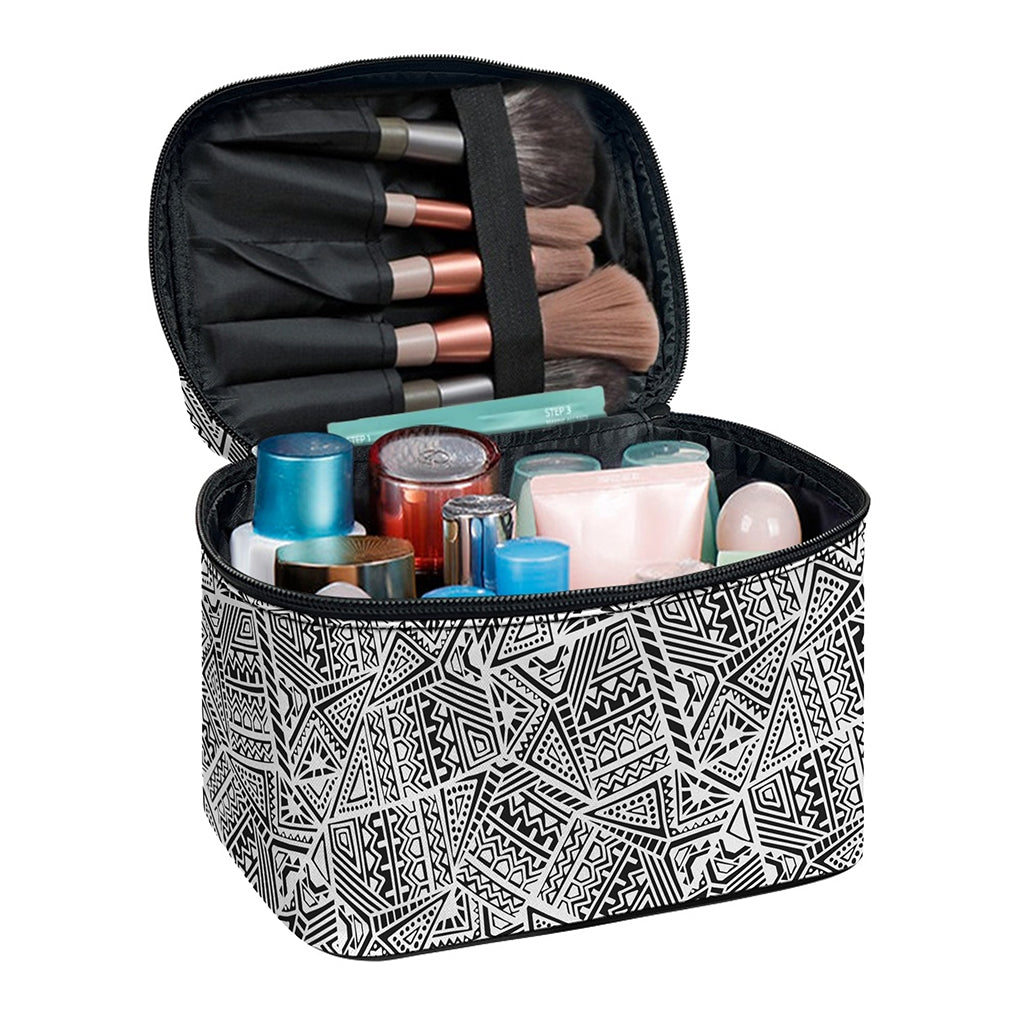 Ancient Aztec Tribal Pattern Print Travel Makeup Bag
