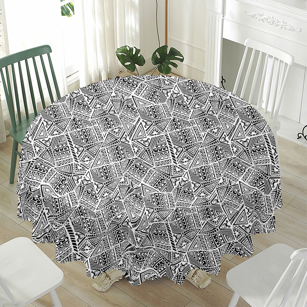 Ancient Aztec Tribal Pattern Print Waterproof Round Tablecloth