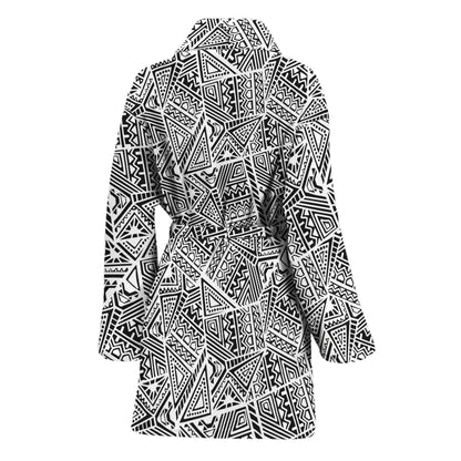 Ancient Aztec Tribal Pattern Print Women's Bathrobe