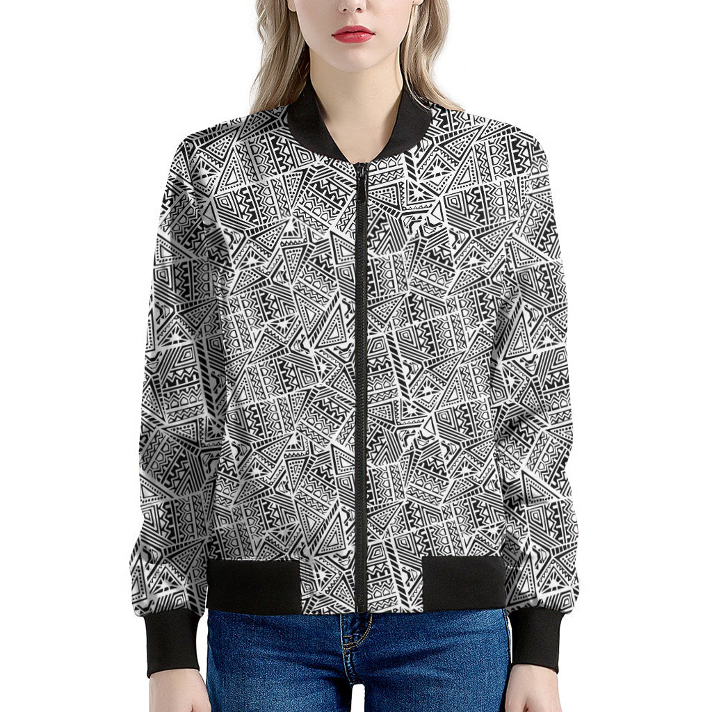 Ancient Aztec Tribal Pattern Print Women's Bomber Jacket