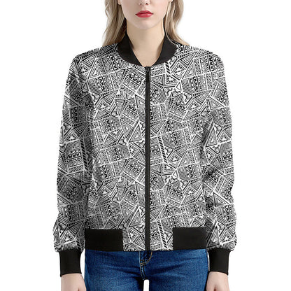 Ancient Aztec Tribal Pattern Print Women's Bomber Jacket