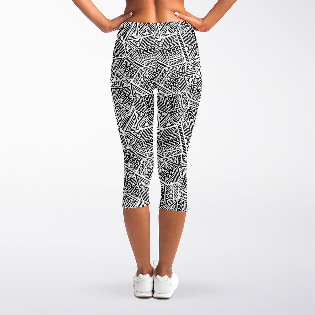 Ancient Aztec Tribal Pattern Print Women's Capri Leggings