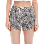 Ancient Aztec Tribal Pattern Print Women's Split Running Shorts