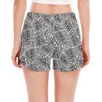 Ancient Aztec Tribal Pattern Print Women's Split Running Shorts