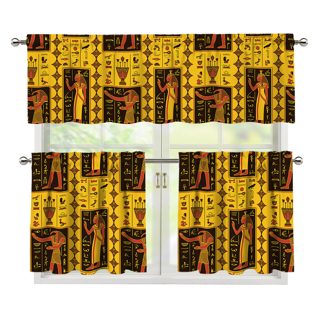 Ancient Egypt Pattern Print 3 Piece Kitchen Curtains