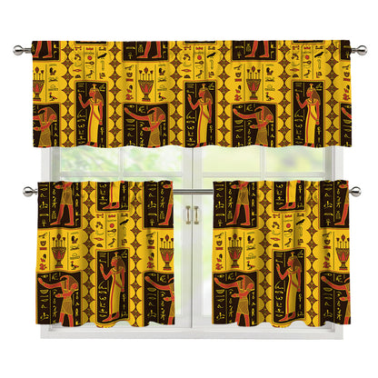 Ancient Egypt Pattern Print 3 Piece Kitchen Curtains