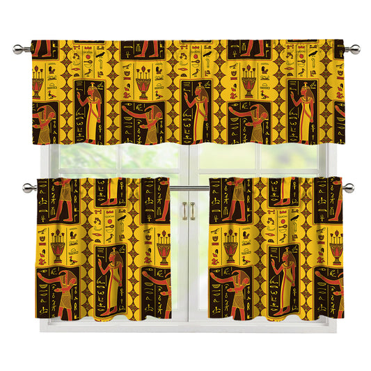 Ancient Egypt Pattern Print 3 Piece Kitchen Curtains