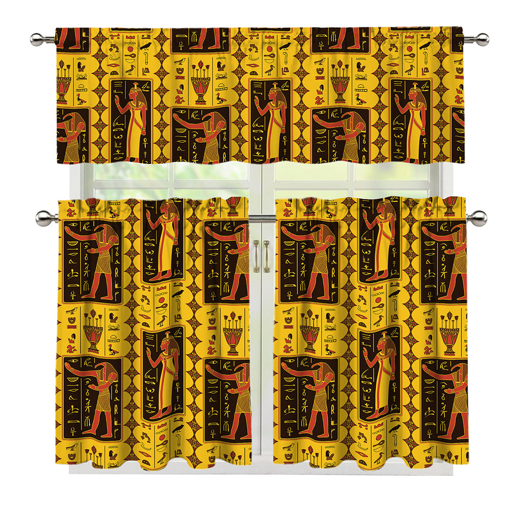 Ancient Egypt Pattern Print 3 Piece Kitchen Curtains
