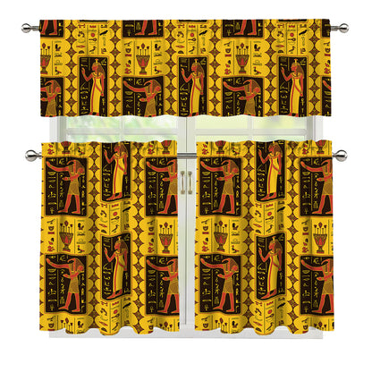 Ancient Egypt Pattern Print 3 Piece Kitchen Curtains