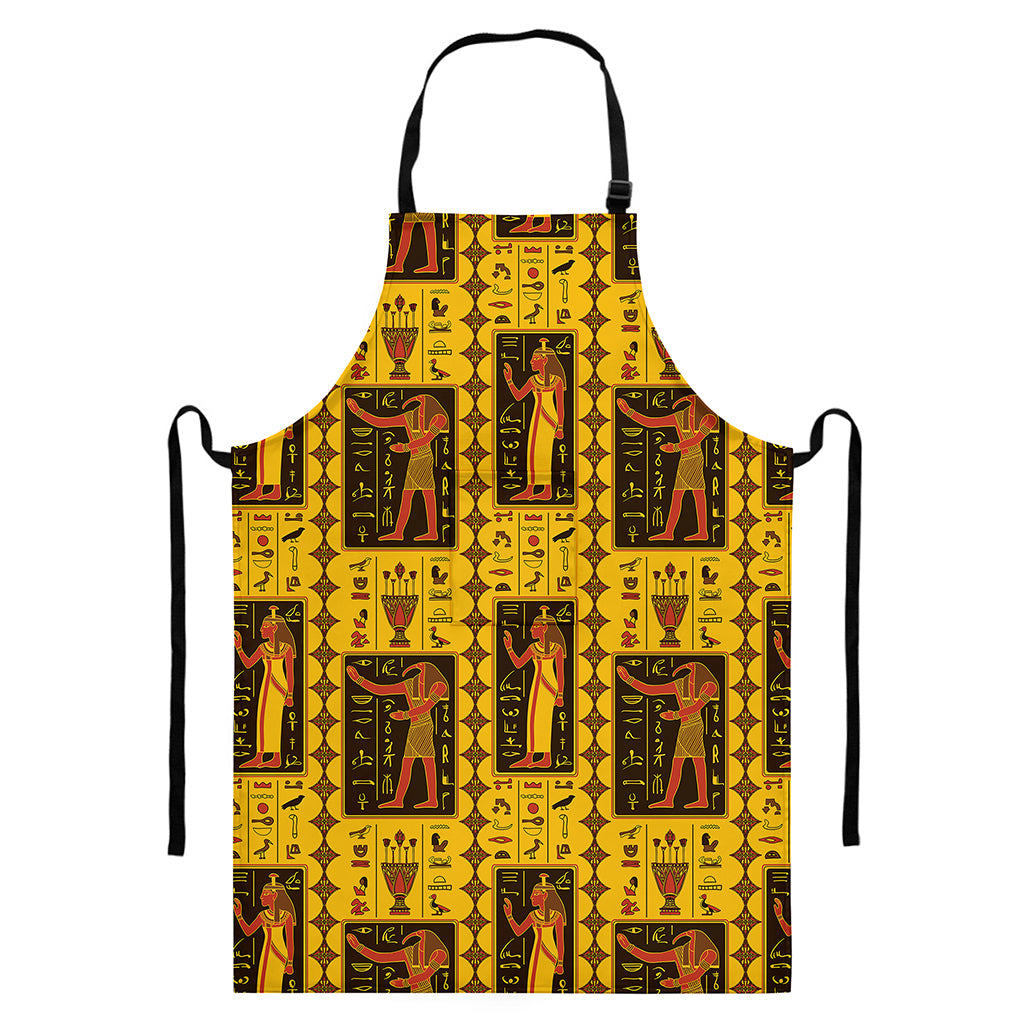 Ancient Egypt Pattern Print Bib Apron With Pocket