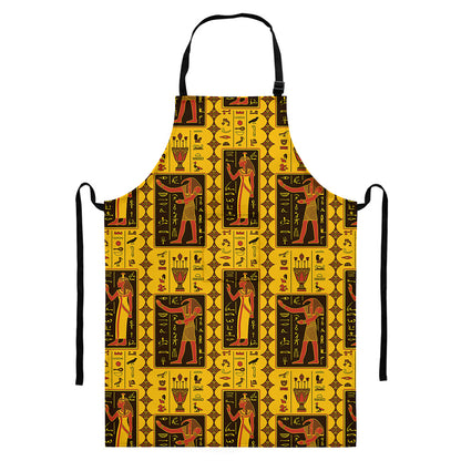 Ancient Egypt Pattern Print Bib Apron With Pocket