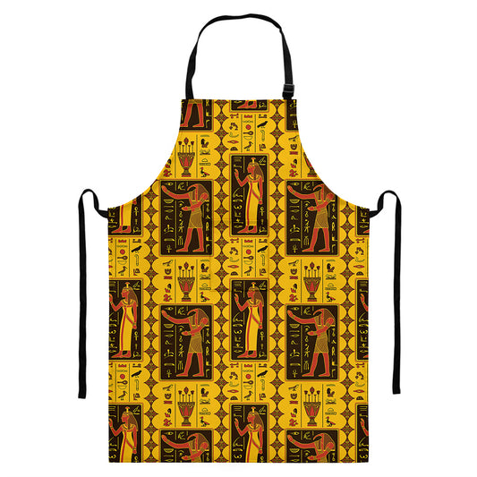 Ancient Egypt Pattern Print Bib Apron With Pocket
