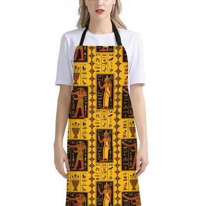 Ancient Egypt Pattern Print Bib Apron With Pocket