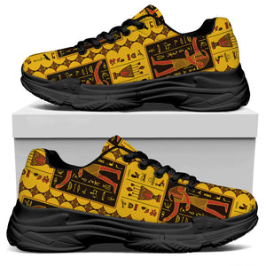 Ancient Egypt Pattern Print Black Chunky Shoes