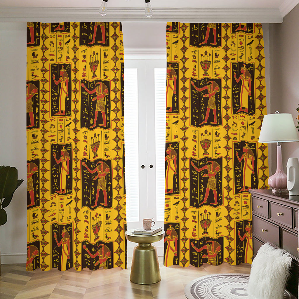 Ancient Egypt Pattern Print Blackout Pencil Pleat Curtains