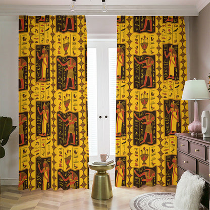 Ancient Egypt Pattern Print Blackout Pencil Pleat Curtains