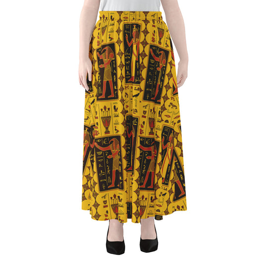 Ancient Egypt Pattern Print Chiffon Maxi Skirt