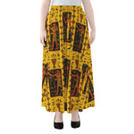 Ancient Egypt Pattern Print Chiffon Maxi Skirt