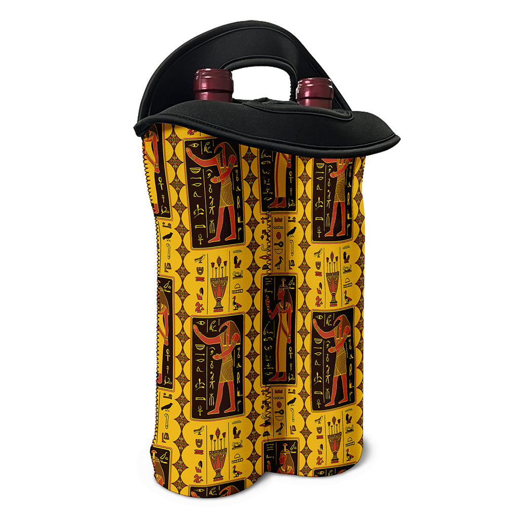 Ancient Egypt Pattern Print Double Neoprene Wine Tote