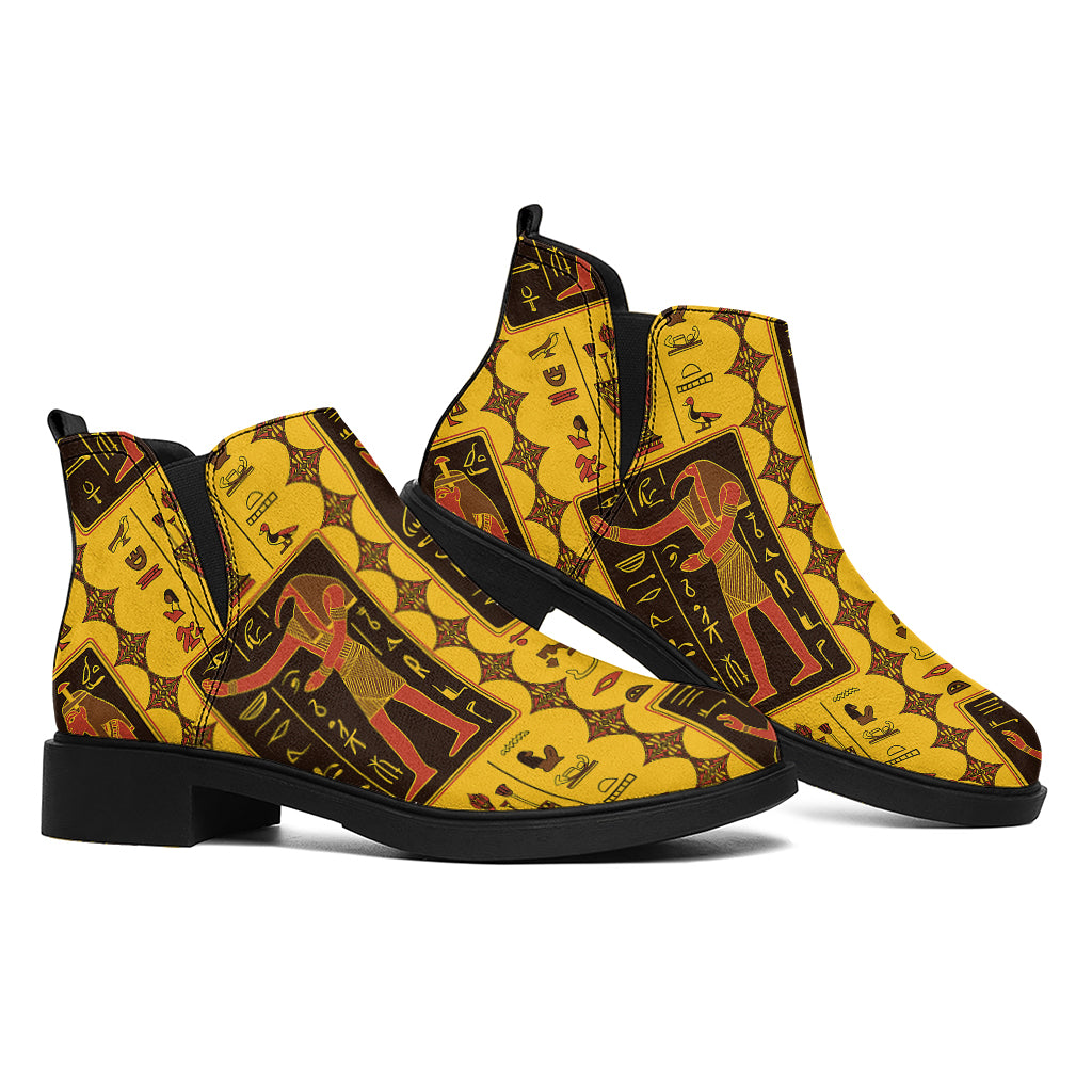 Ancient Egypt Pattern Print Flat Ankle Boots