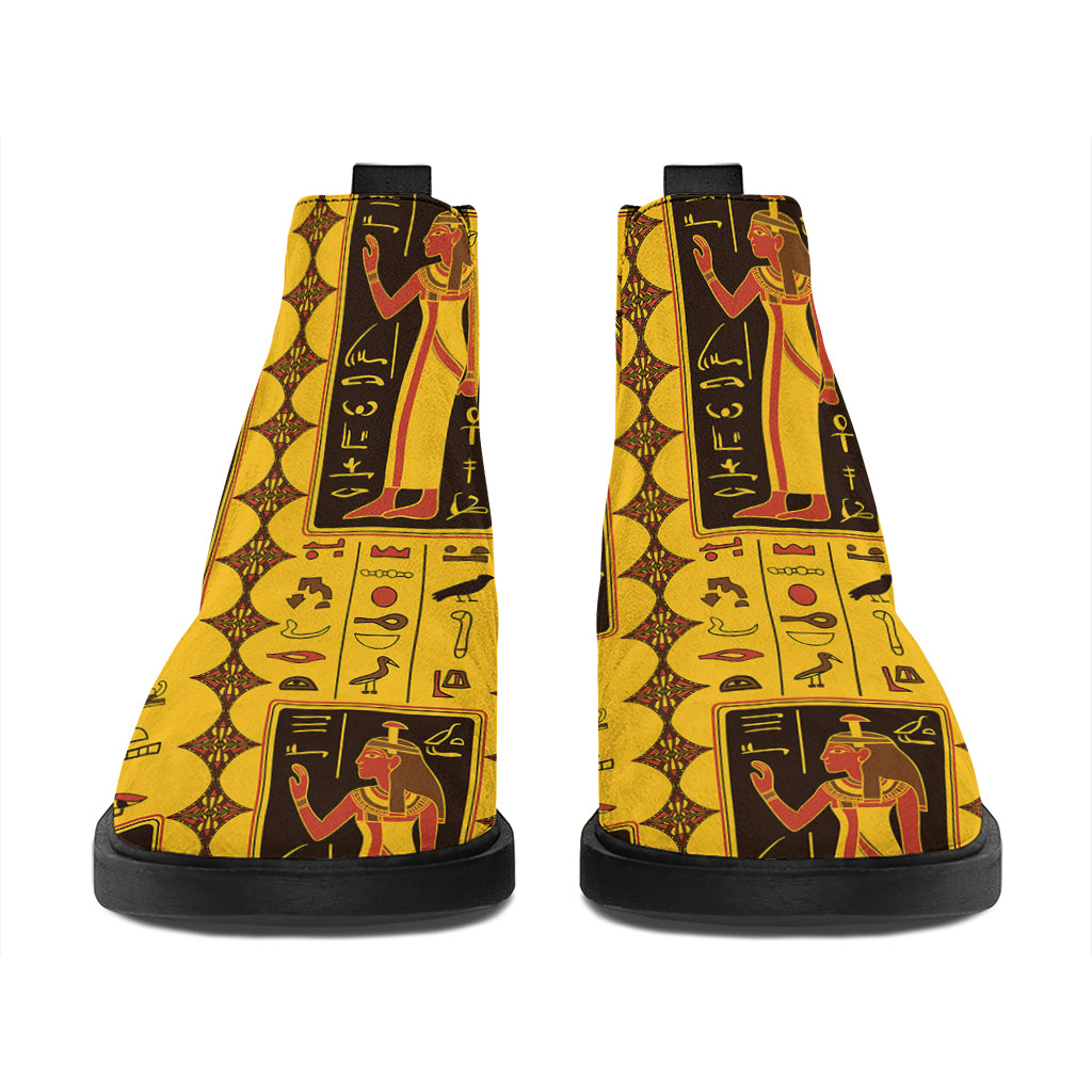Ancient Egypt Pattern Print Flat Ankle Boots
