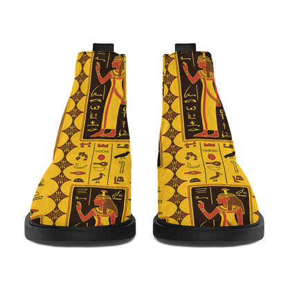 Ancient Egypt Pattern Print Flat Ankle Boots
