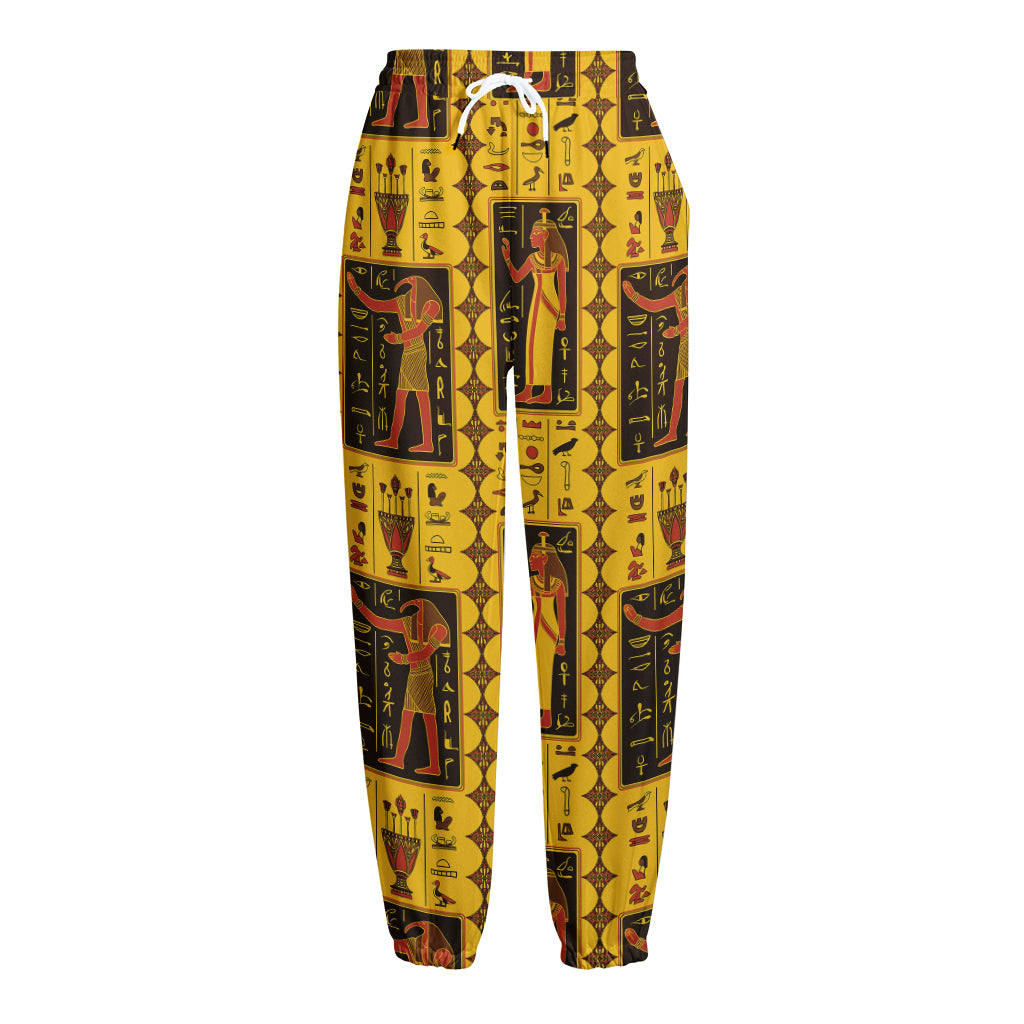 Ancient Egypt Pattern Print Fleece Lined Knit Pants