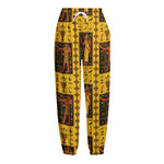 Ancient Egypt Pattern Print Fleece Lined Knit Pants