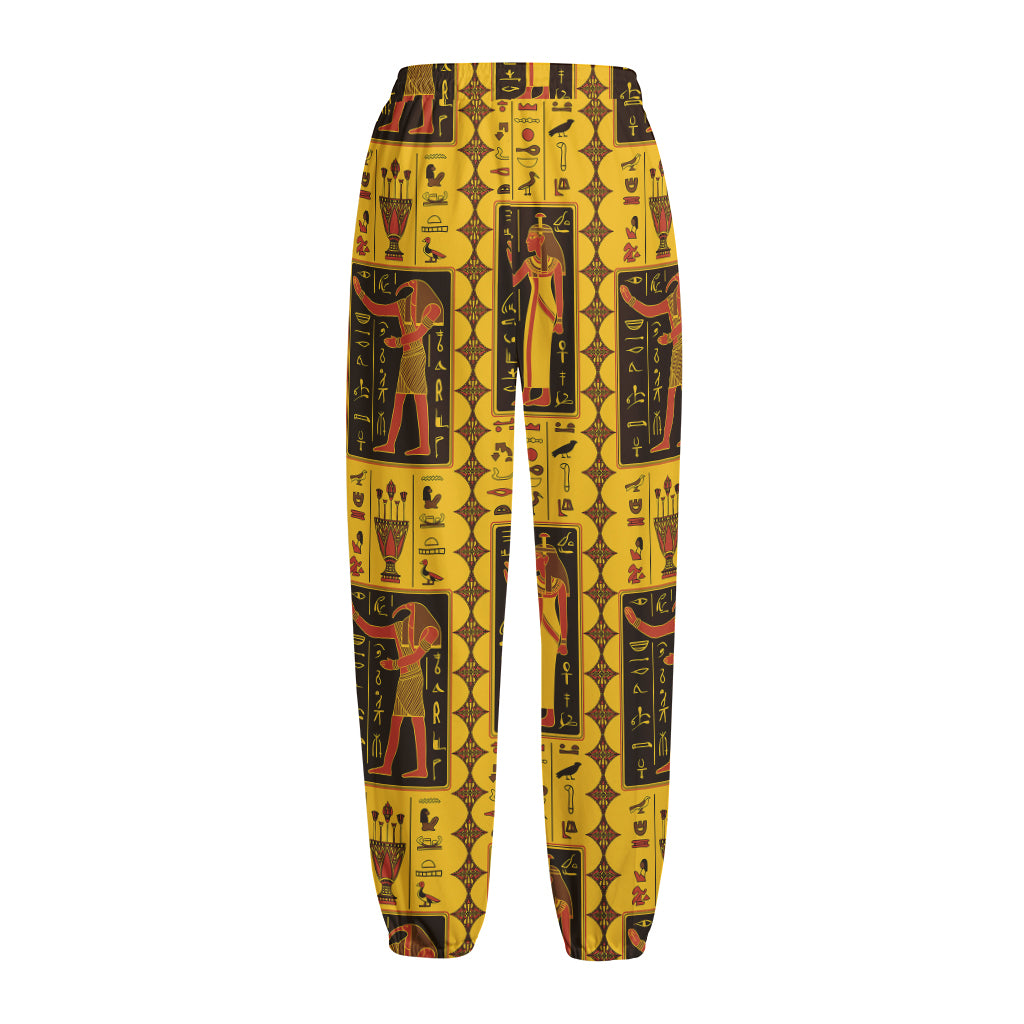 Ancient Egypt Pattern Print Fleece Lined Knit Pants