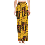 Ancient Egypt Pattern Print High Slit Maxi Skirt