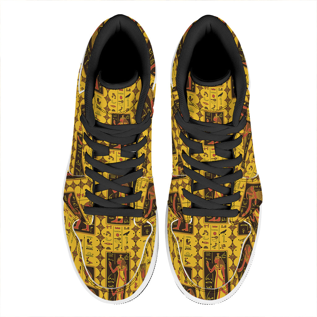 Ancient Egypt Pattern Print High Top Leather Sneakers