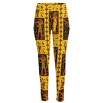 Ancient Egypt Pattern Print High-Waisted Pocket Leggings