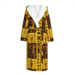 Ancient Egypt Pattern Print Hooded Bathrobe