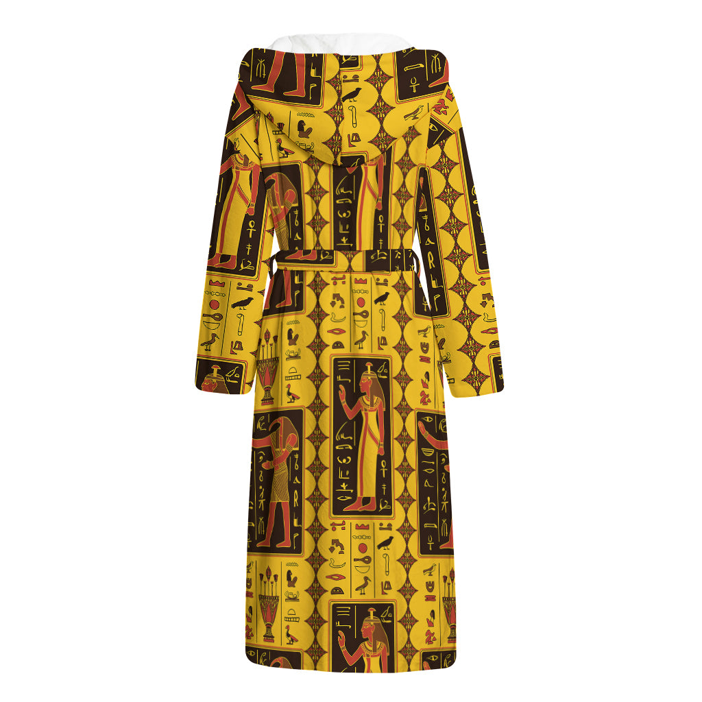 Ancient Egypt Pattern Print Hooded Bathrobe