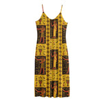 Ancient Egypt Pattern Print Jersey Midi Cami Dress
