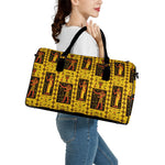 Ancient Egypt Pattern Print Leather Duffle Bag