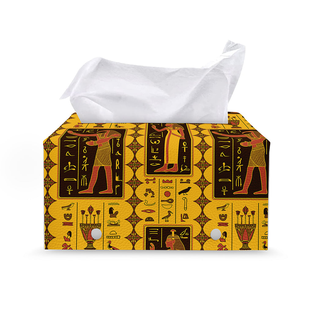 Ancient Egypt Pattern Print Leather Tissue Box Cover