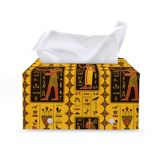 Ancient Egypt Pattern Print Leather Tissue Box Cover