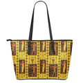 Ancient Egypt Pattern Print Leather Tote Bag With Zipper
