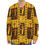 Ancient Egypt Pattern Print Long Sleeve Baseball Jersey