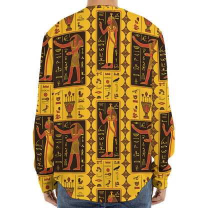 Ancient Egypt Pattern Print Long Sleeve Baseball Jersey