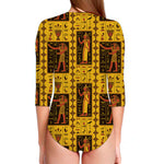 Ancient Egypt Pattern Print Long Sleeve Swimsuit