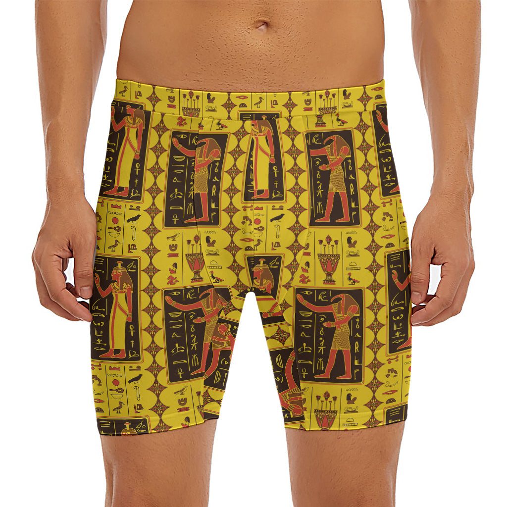Ancient Egypt Pattern Print Men's Long Boxer Briefs