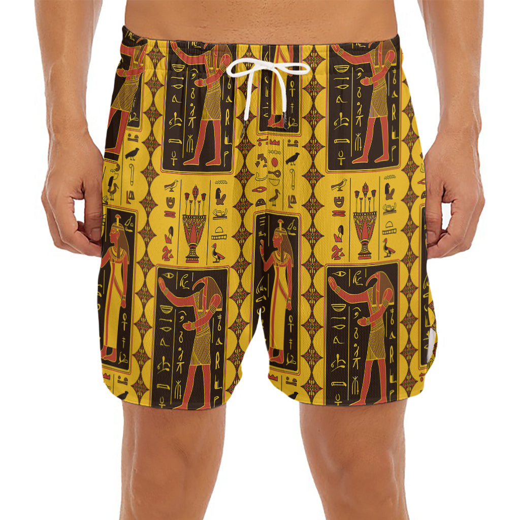 Ancient Egypt Pattern Print Men's Split Running Shorts