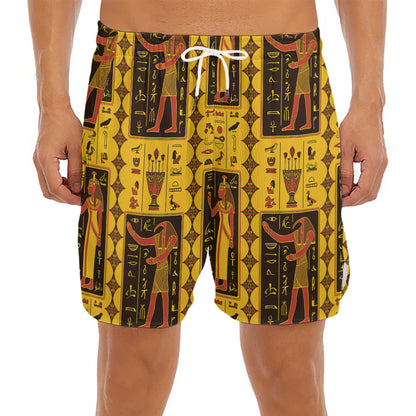 Ancient Egypt Pattern Print Men's Split Running Shorts