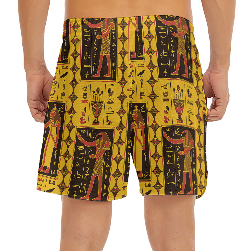 Ancient Egypt Pattern Print Men's Split Running Shorts